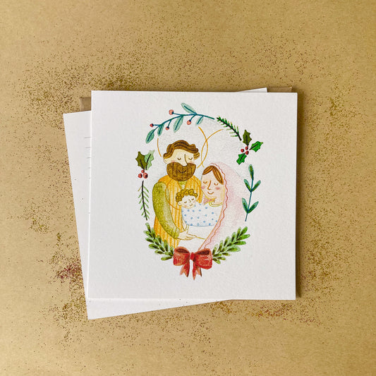 Postal Ilustrado Natal Sagrada Família